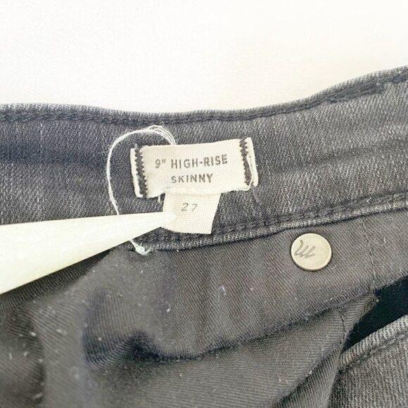 Madewell distressed black raw hem button fly 9" high-rise skinny skirt - 27 - Picture 6 of 10